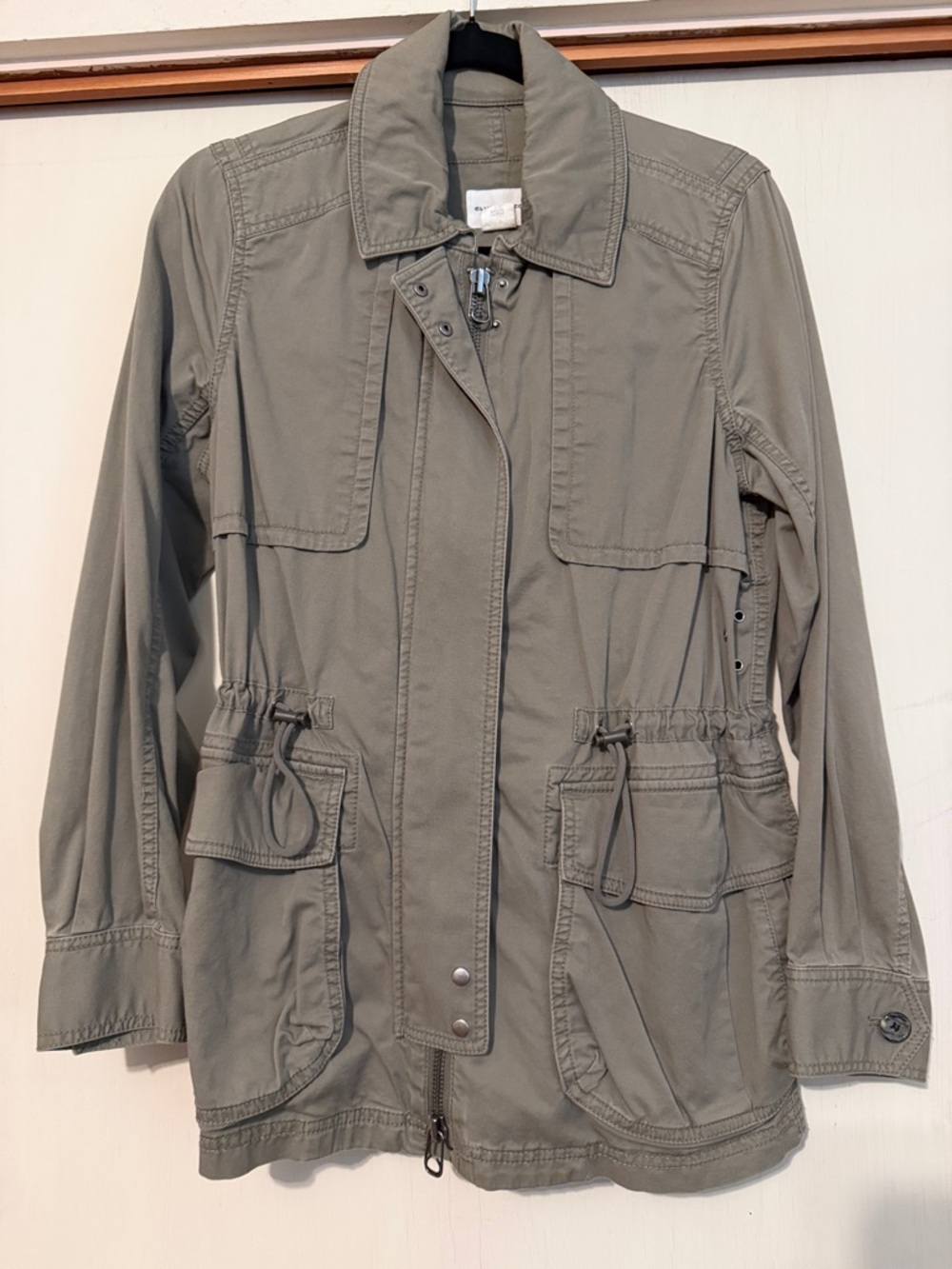 Club Monaco Light Olive Utility Jacket with Drawstring Waist